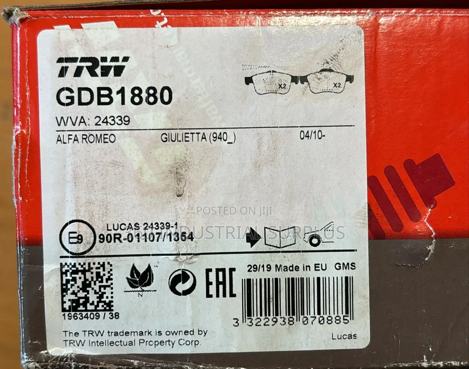 Genuine TRW Gdb1880 Brake Pad Set