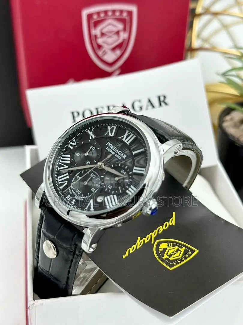 Poedagar Quality Men Genuine Leather Strap Wristwatch
