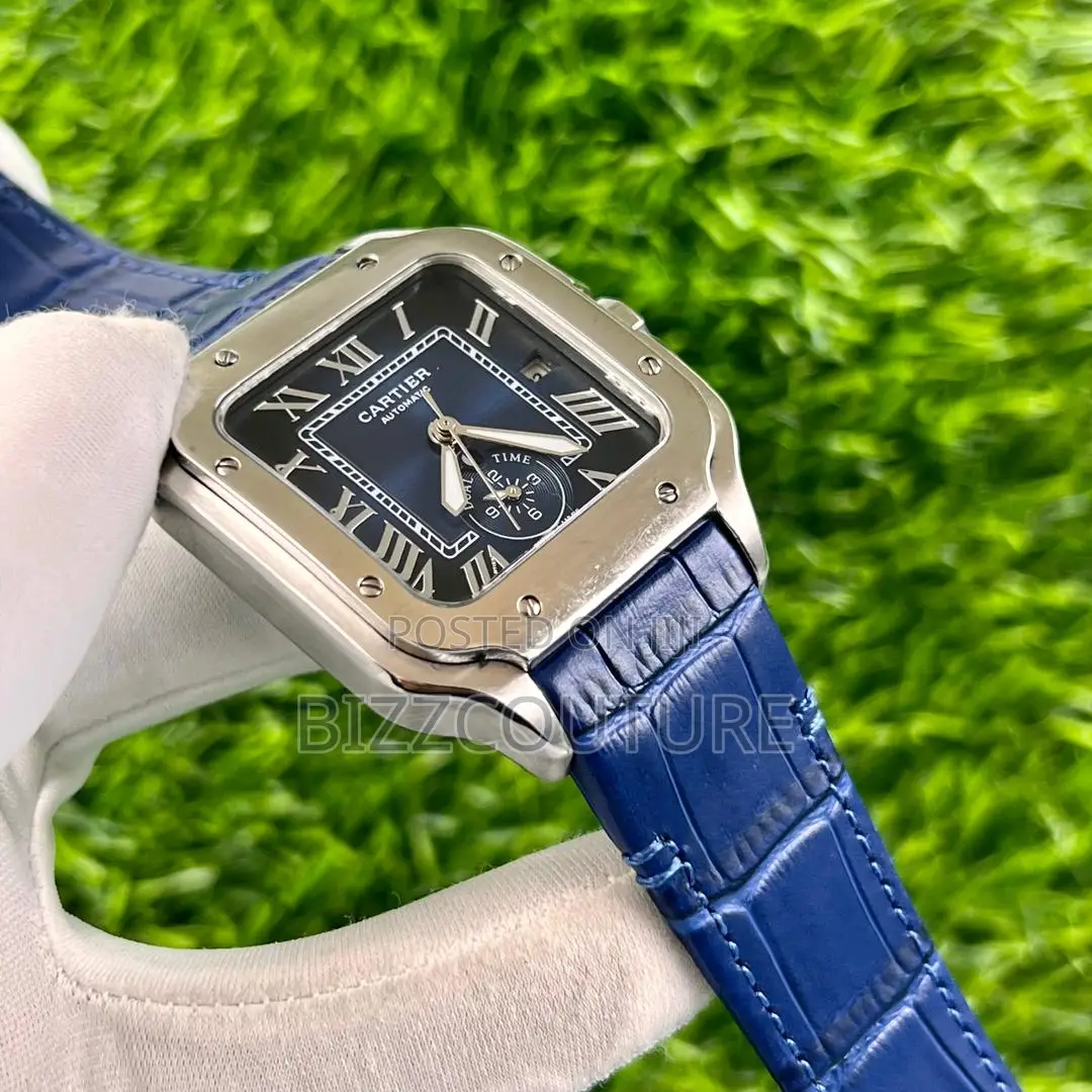 Original Cartier Chronograph Blue Leather Strap Watch
