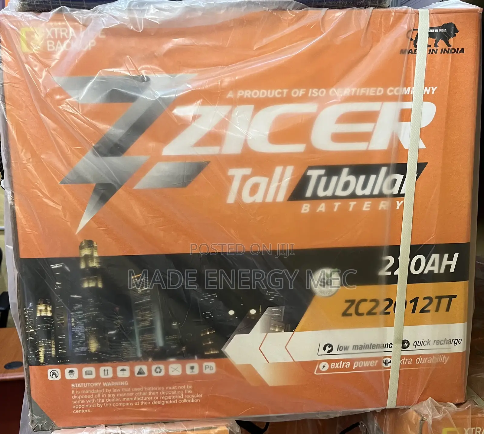 Zicer Tubular Battery 220ah