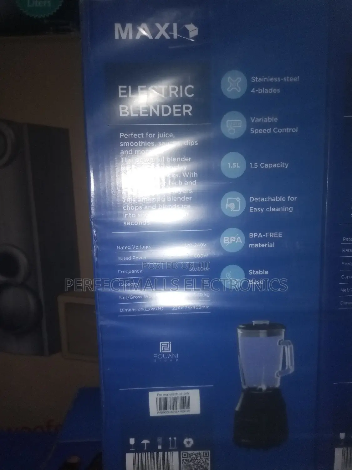 Maxi 1.5L Electric Blender MJ-BL6013W 600W