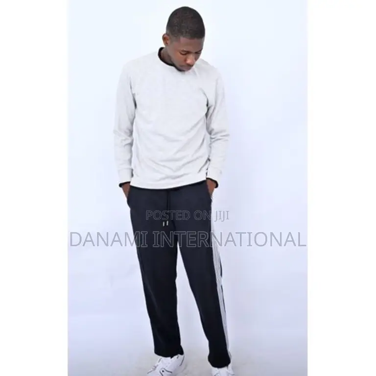 Danami Track/Sweat Pants Joggers- Black With 4 White Stripes
