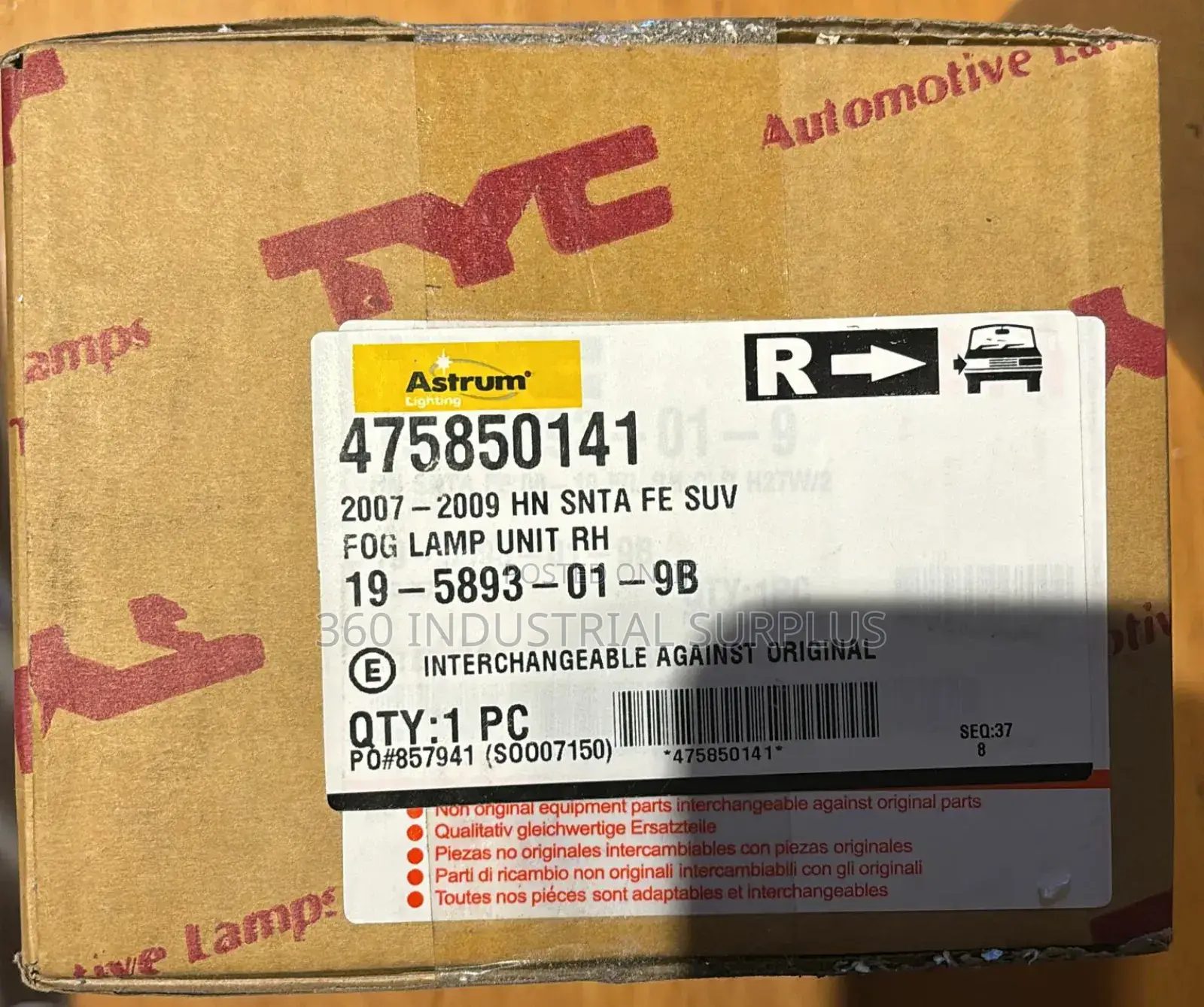 Tyc Fog Lamp Unit Suv Right Hyundai Santa 07