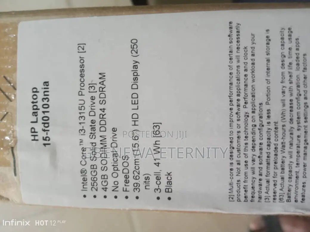 New Laptop HP 15 4GB Intel Core I3 SSD 256GB