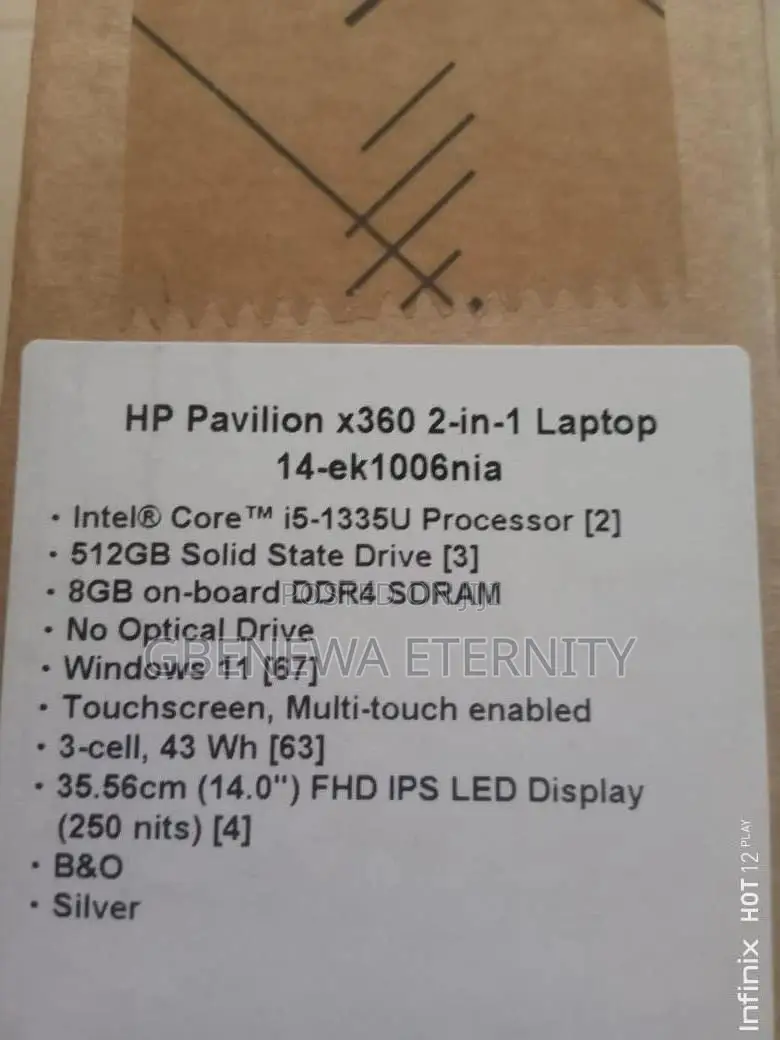 New Laptop HP Pavilion X360 14 8GB Intel Core I5 SSD 512GB