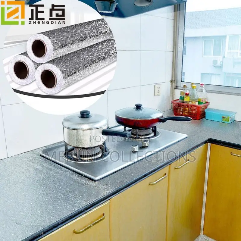 Aluminum Foil Oil-Proof Kitchen Wallpaper Self Adhesive