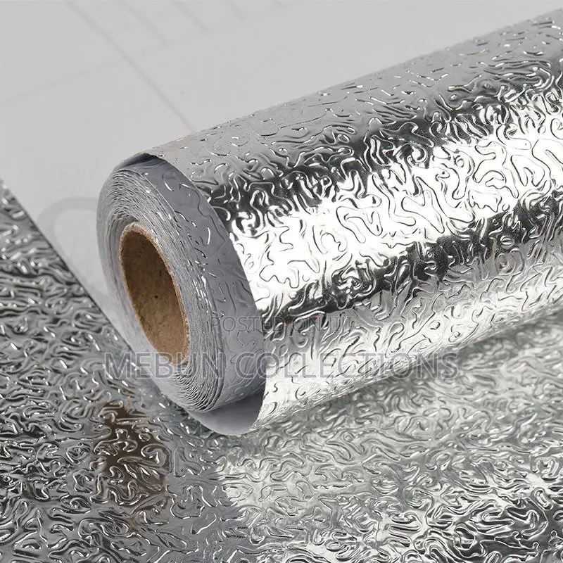 Aluminum Foil Oil-Proof Kitchen Wallpaper Self Adhesive
