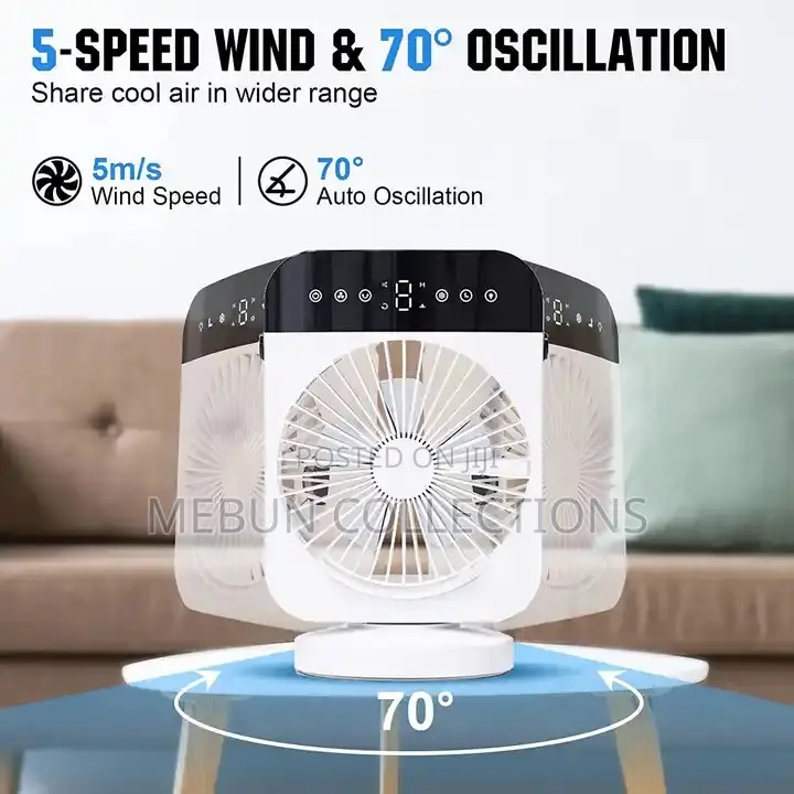 Rotating Mist Air Cooler Fan With Touchscreen and Led Light