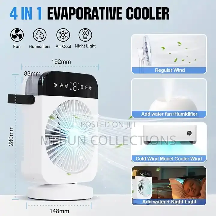 Rotating Mist Air Cooler Fan With Touchscreen and Led Light