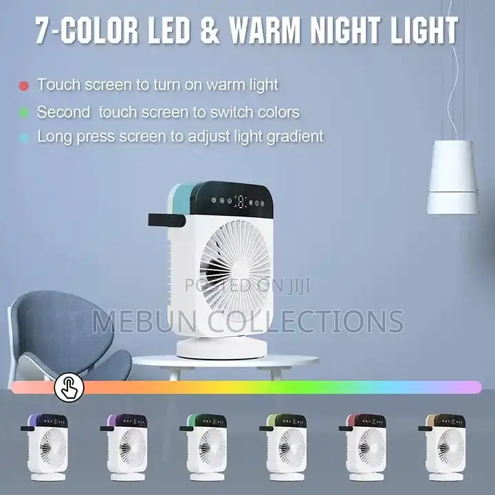 Rotating Mist Air Cooler Fan With Touchscreen and Led Light