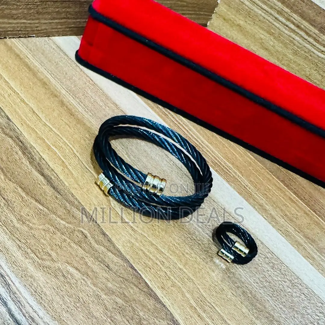 2-in-1 Luxury Men’S Black Bracelet N Ring