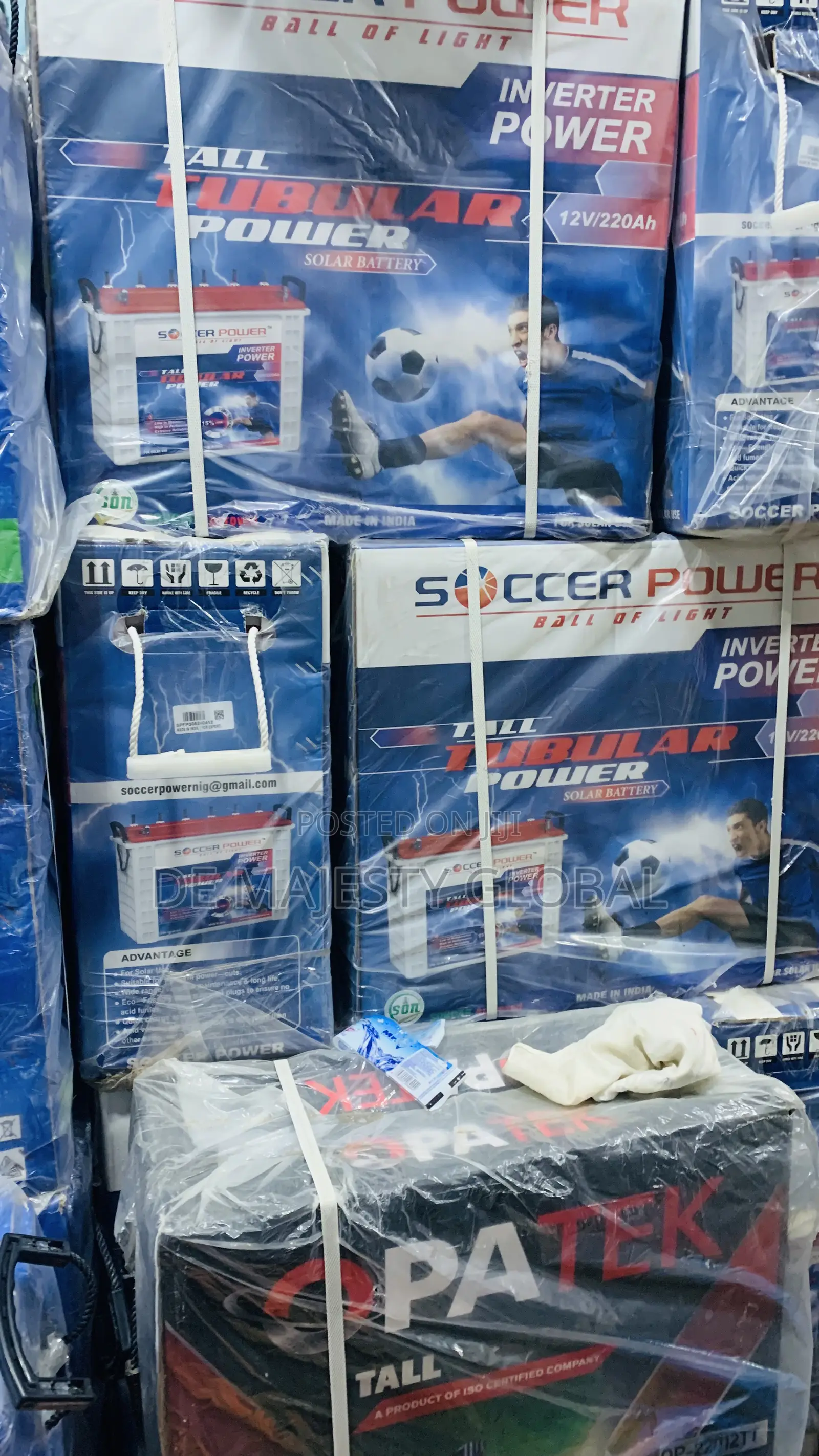220A Soccer Power Indian Tubular Battery