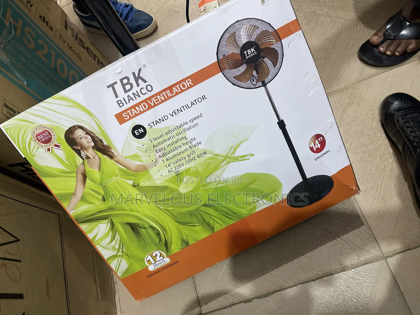 Brand New TBK Bianco Standing Fan