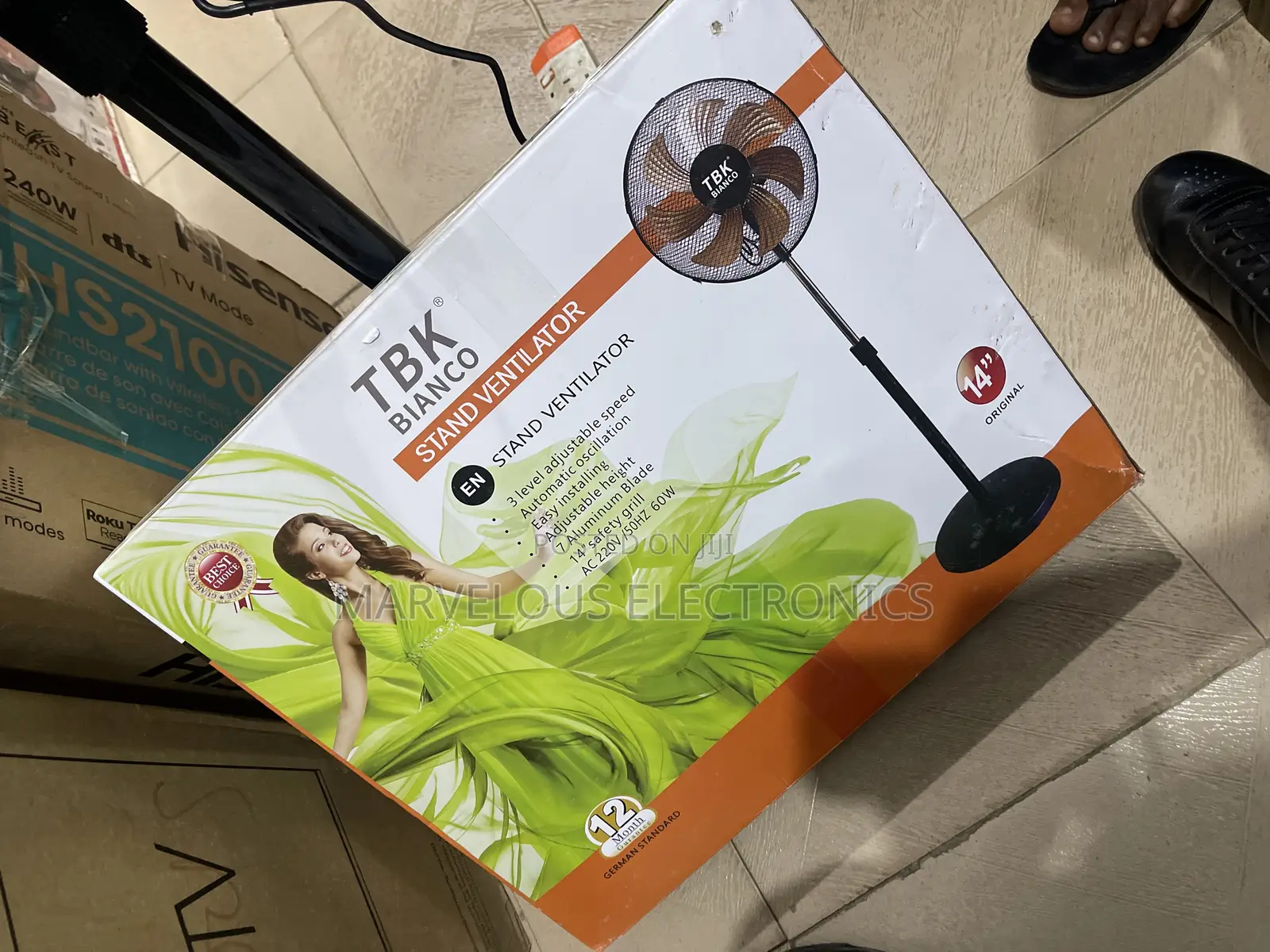 Brand New TBK Bianco Standing Fan