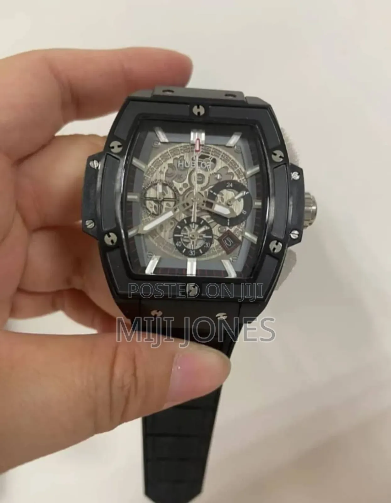 Hublot Square Dial Black Leather Watch