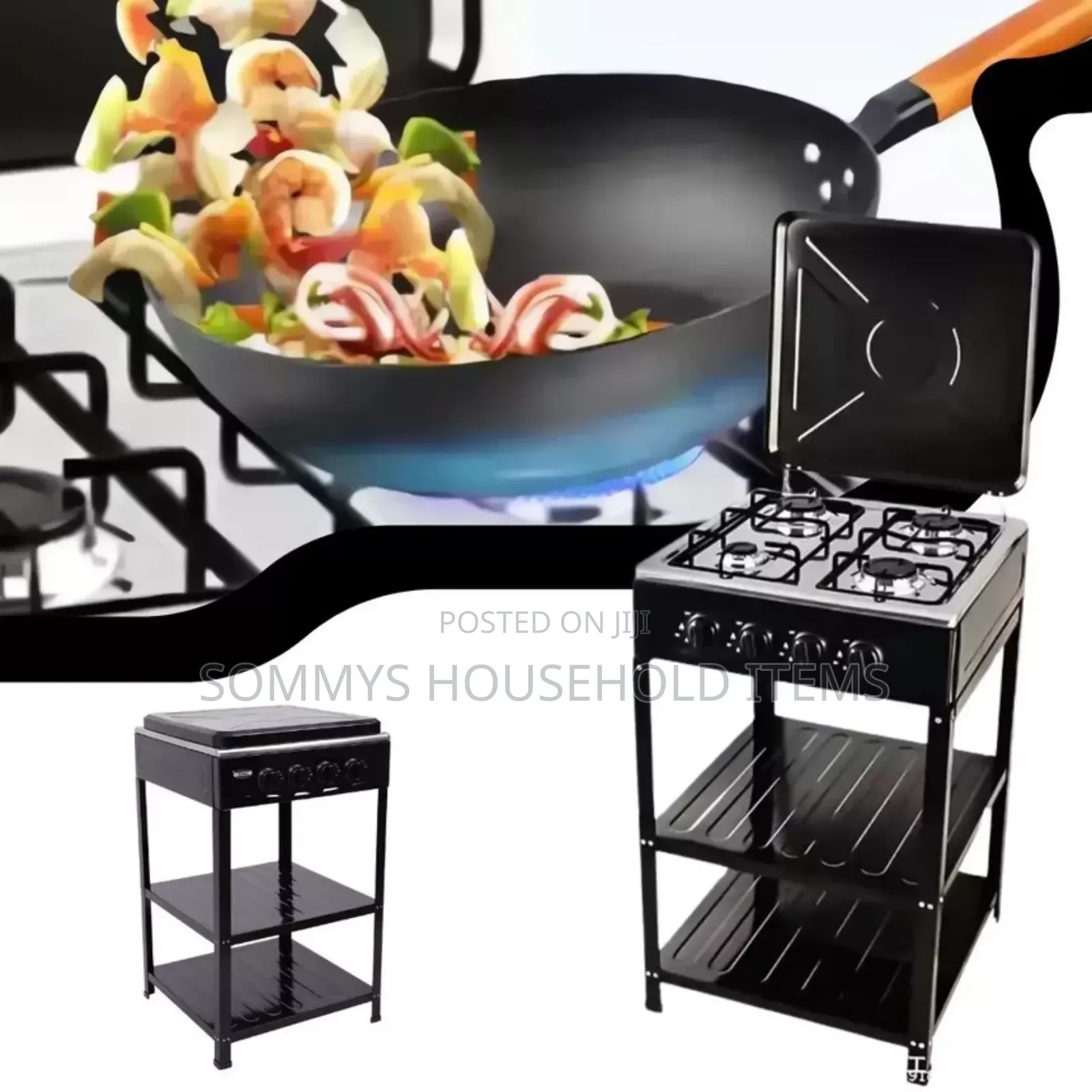 4burner Eurosonic Standing Gas Cooker With Shelf