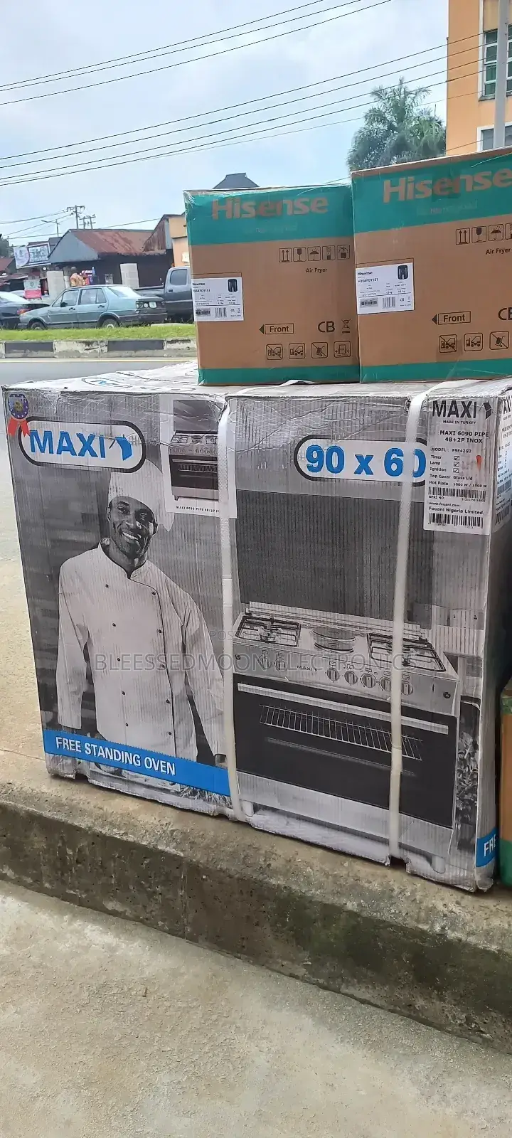Maxi Blue Frame/Brass Burners 90×60 Gas Cooker 4+2 3 Yrs W