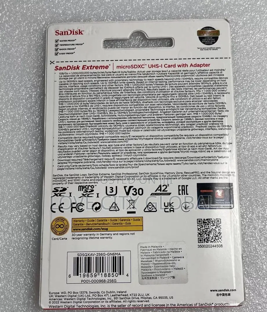 Sandisk Extreme Pro 256GB 200mbps SDXC UHS Micro Memory Card