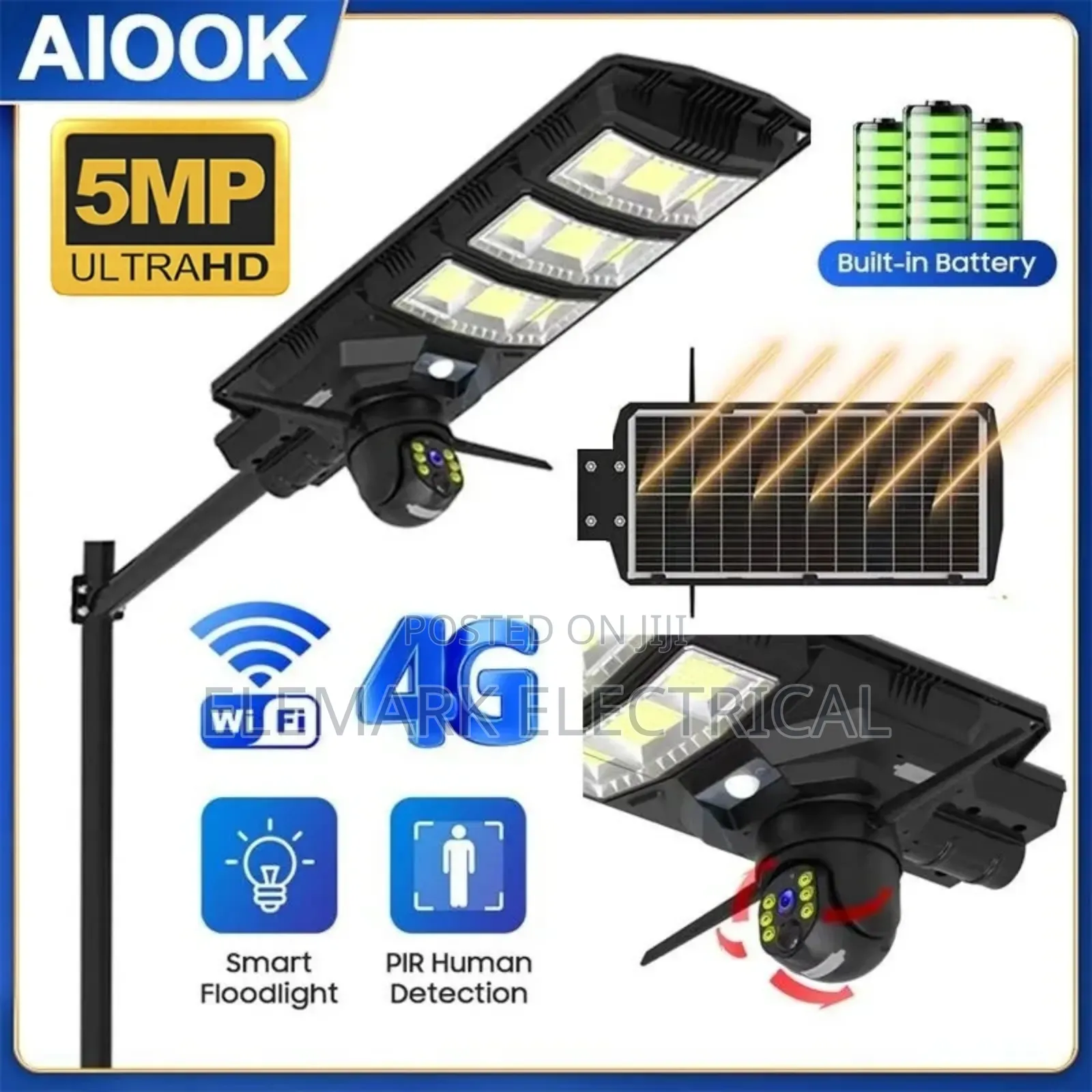 5mp Solar Street Light With Camera 360 Degree
