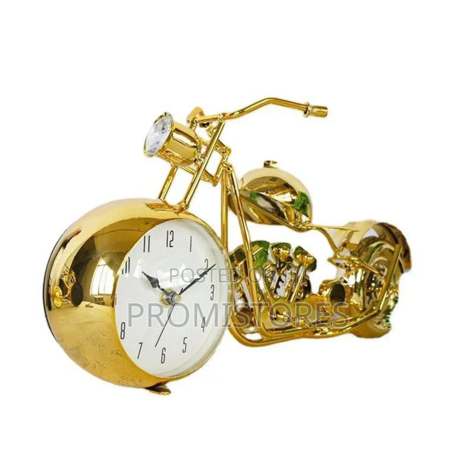 Vintage Metal Motorcycle Model With Clock