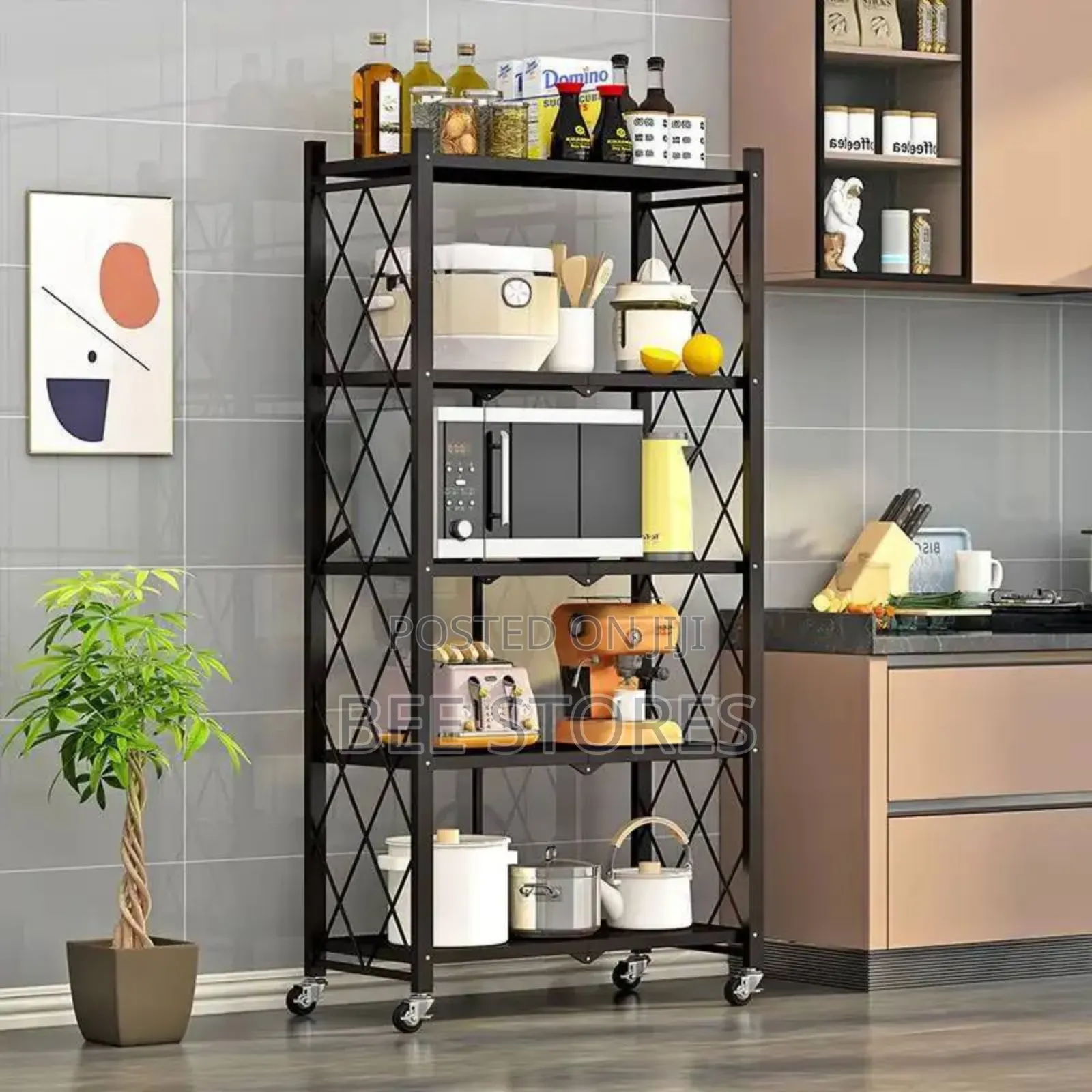 5 Layers Quality Foladable Multipurpose Storage Kitchen Rack