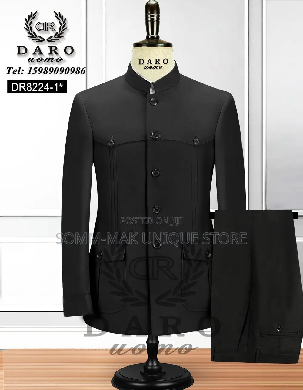 Bishop Neck Long Sleeve Safari Suit- 2 in 1