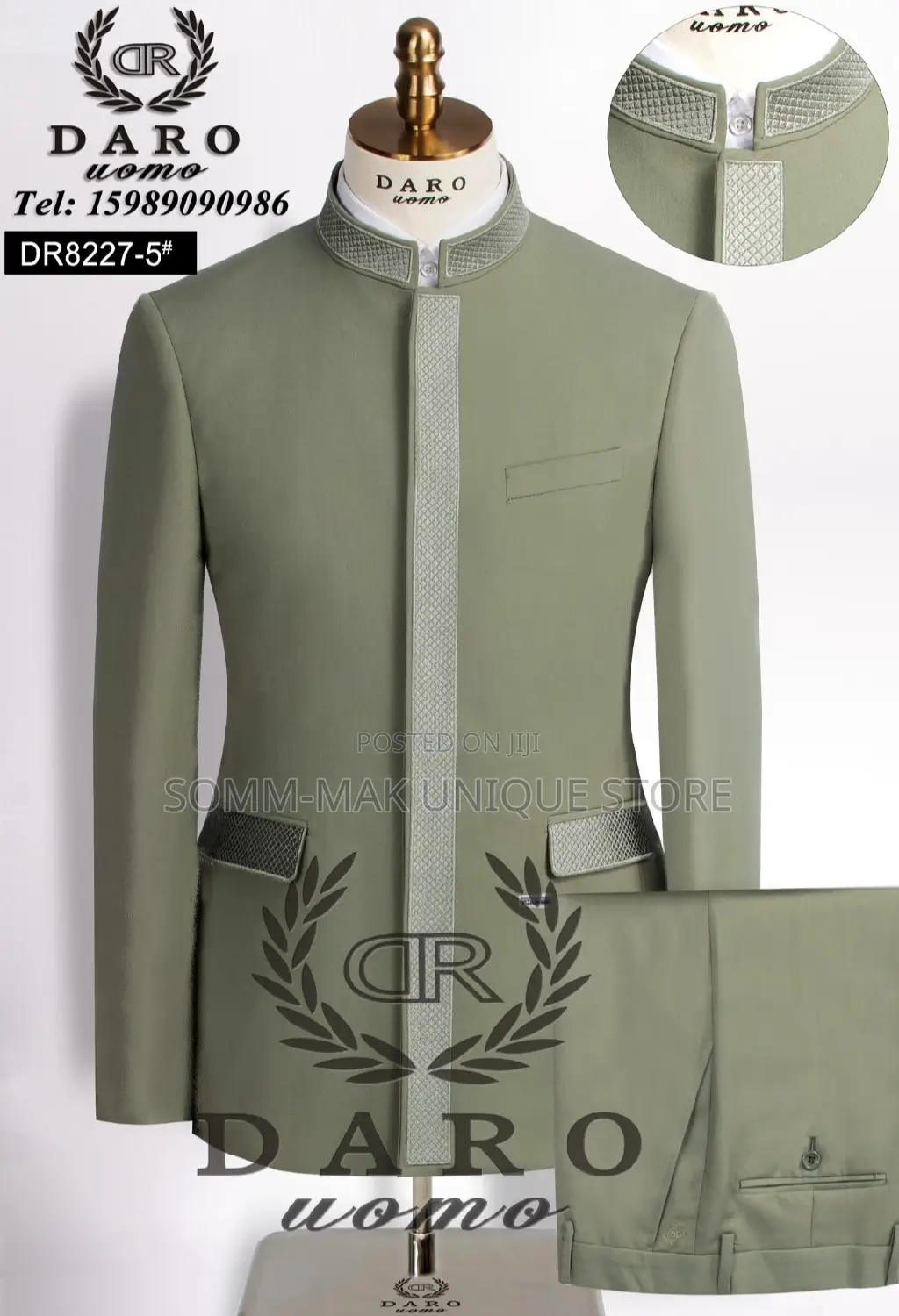Bishop Neck Long Sleeve Safari Suit- 2 in 1