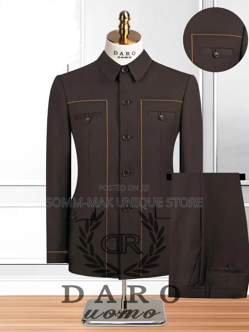 Bishop Neck Long Sleeve Safari Suit- 2 in 1