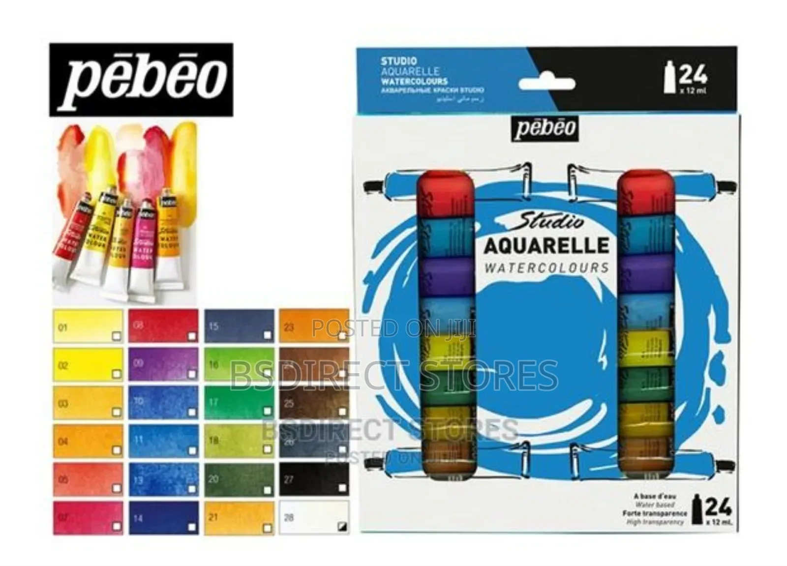 PEBEO Watercolour Paint Set For Professional Artists - 24