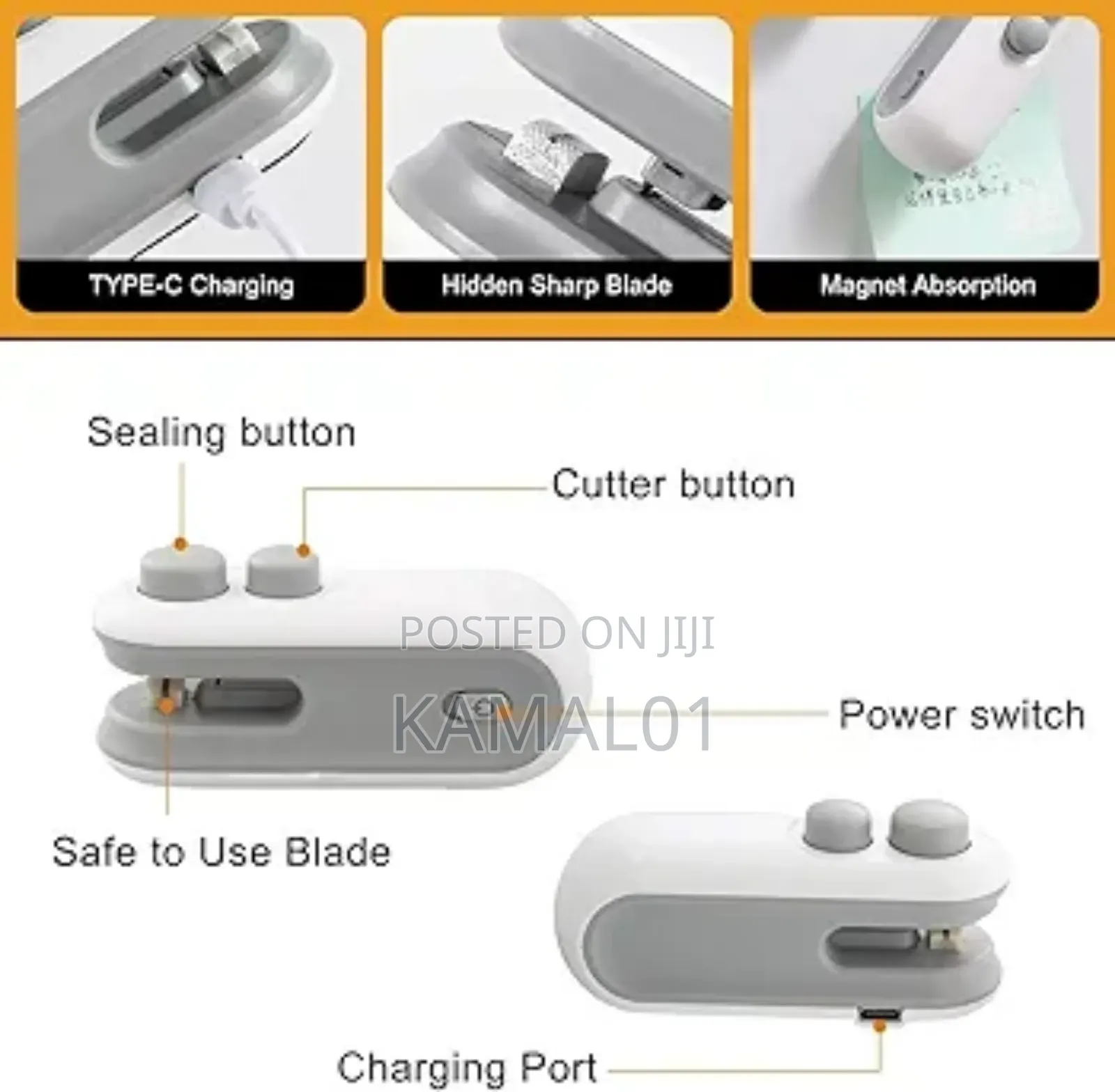 Usb Type C Rechargeable Mini Bag Sealer Machine 2 in 1