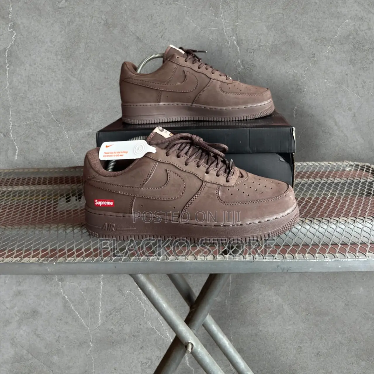 Original Supreme X Nike Air Force 1 Baroque Brown Sneakers