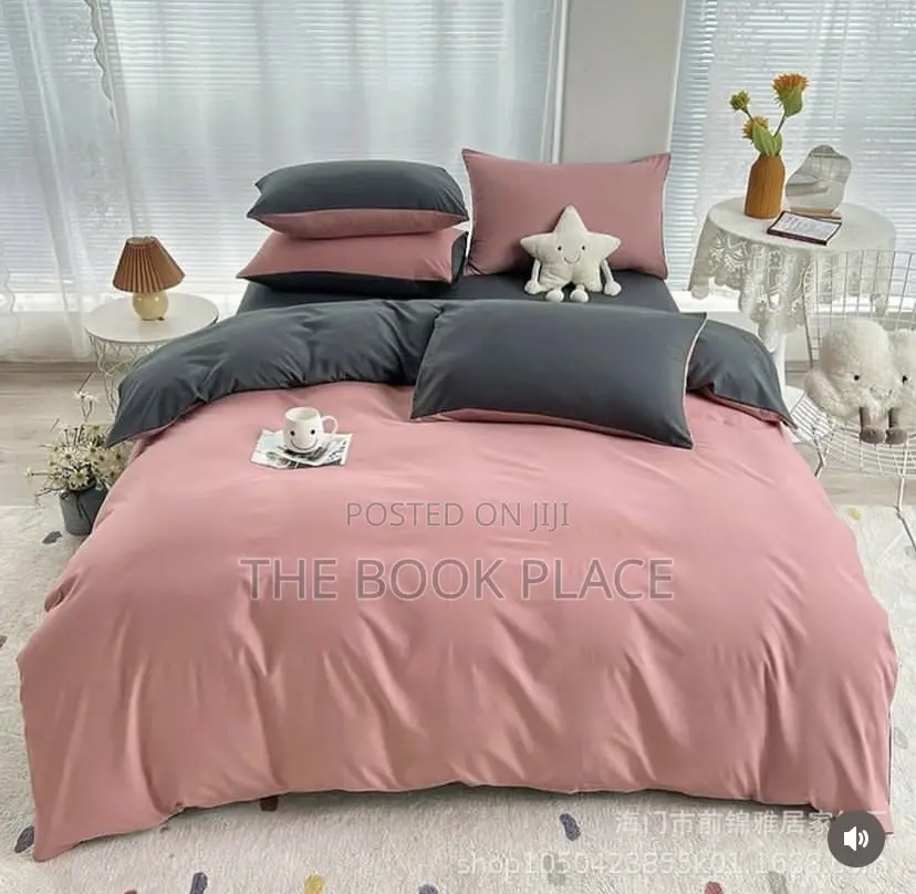 Gray/Nude Cotton Bedsheets With Duvet