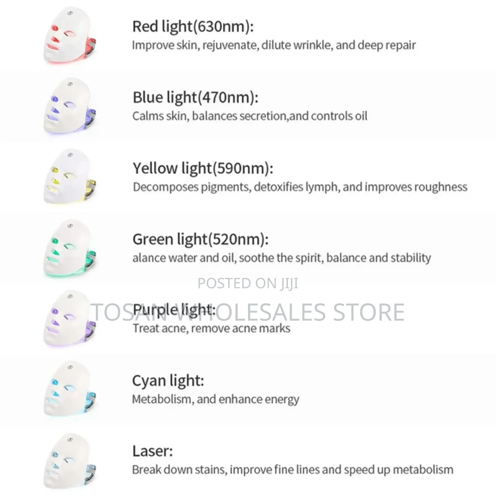 Rechargeable Facial Luminotherapy Led Mask