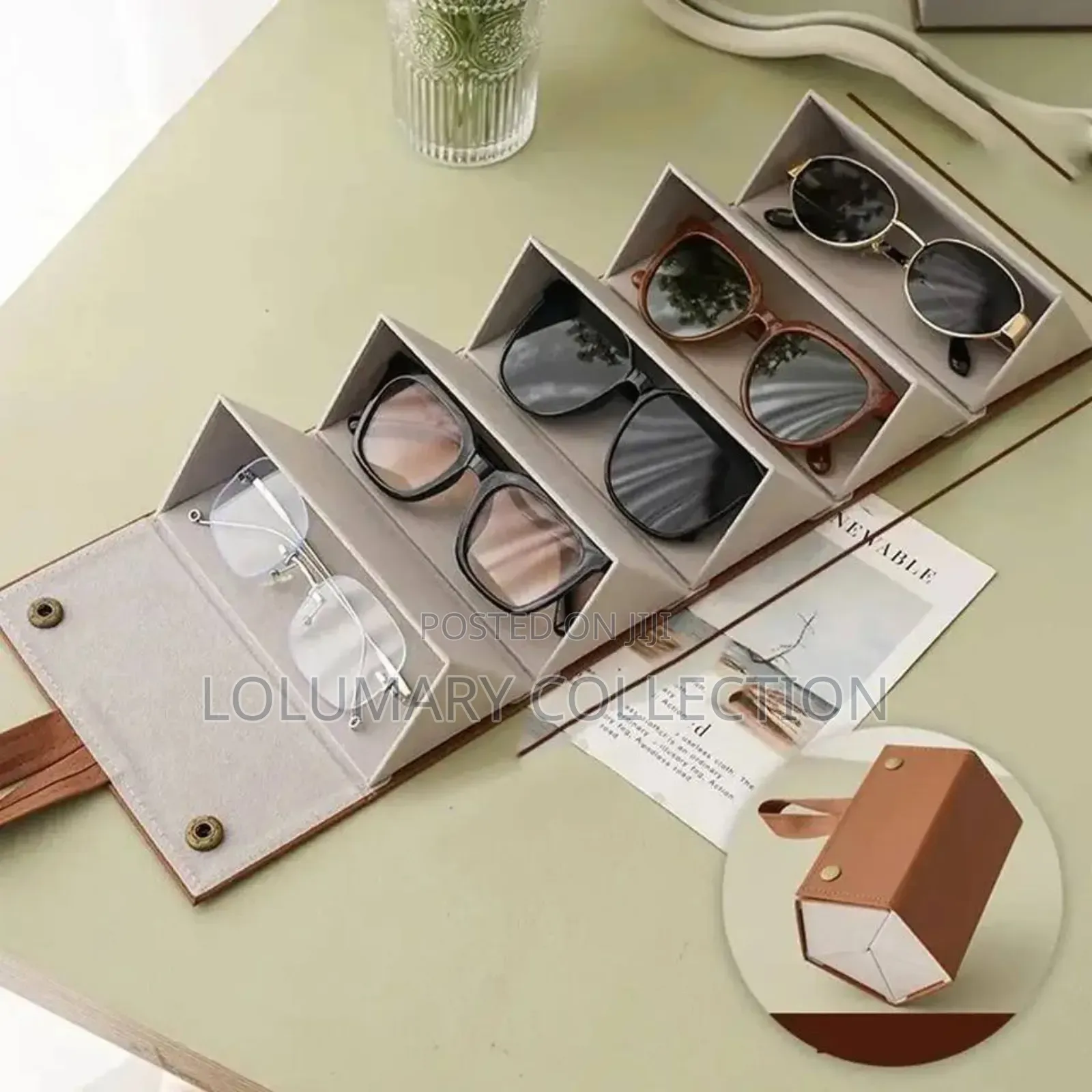 5 Slot Eyeglasses Case Box Sunglasses Organizer Holder Bag Pouch