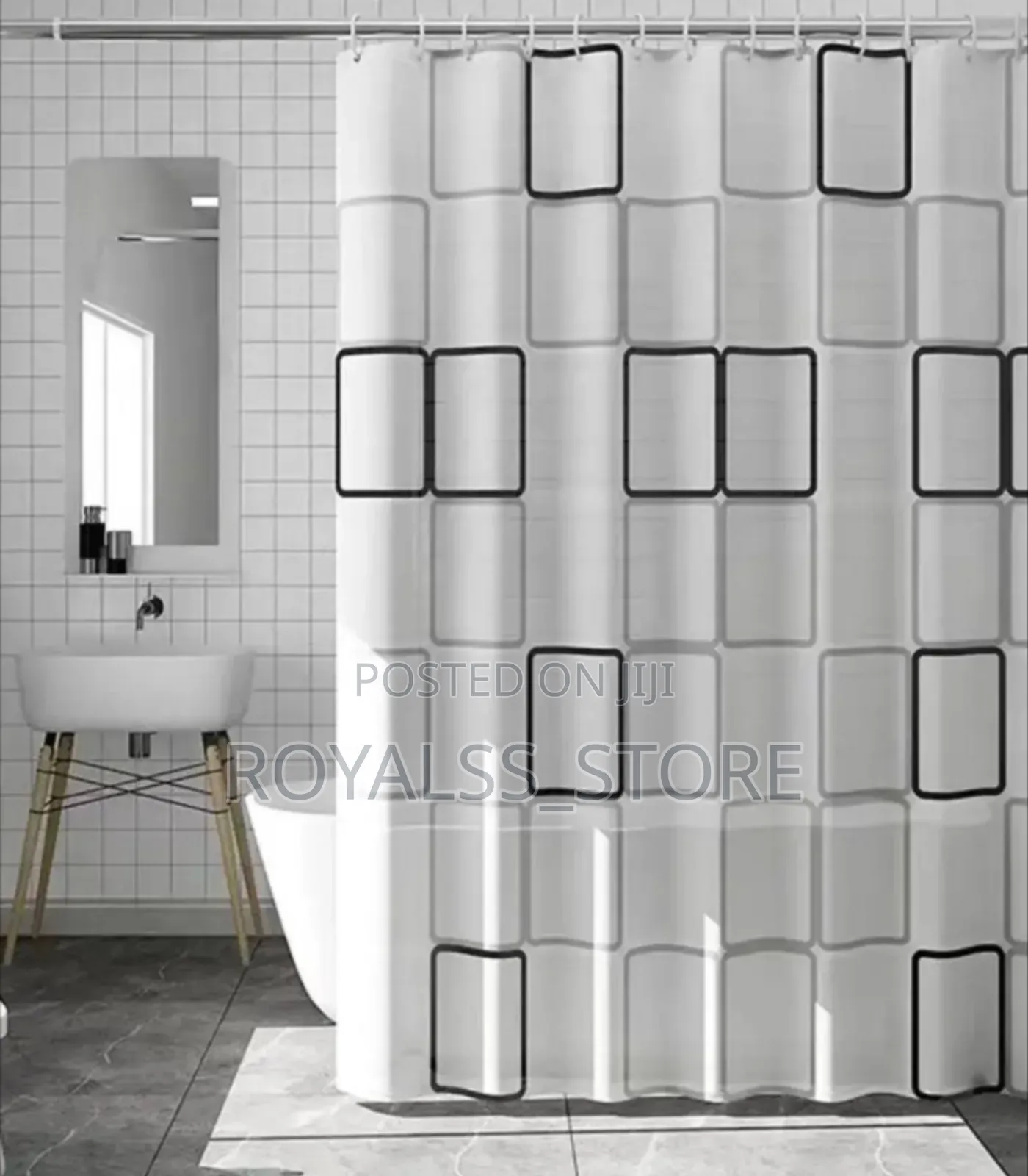 Waterproof Shower Curtain With Adjustable Hanger