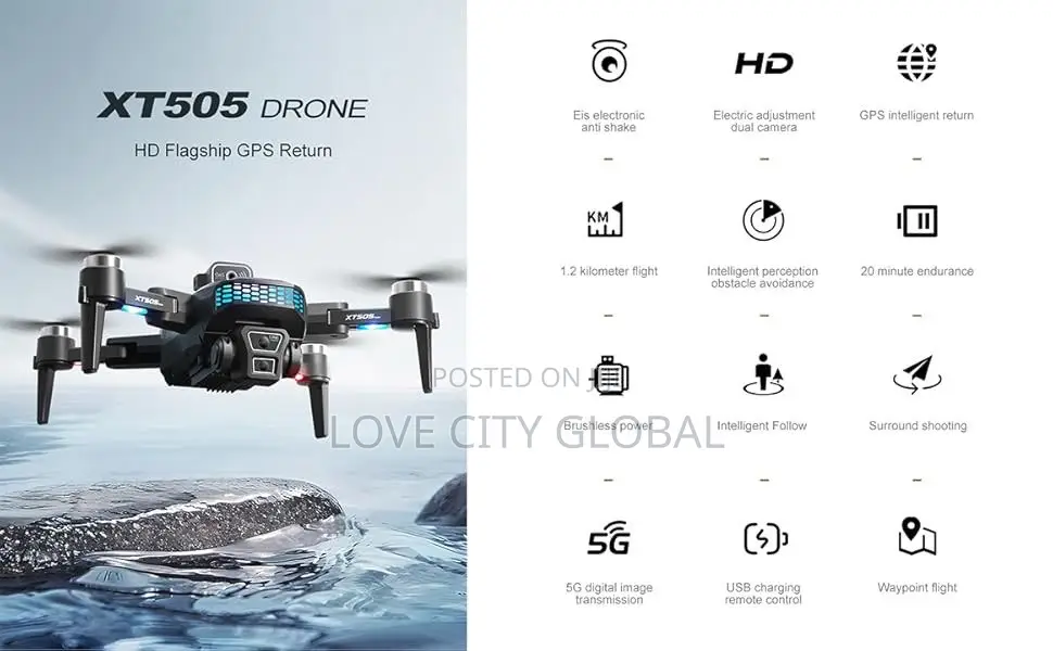 XT505 Obstacle Avoidance HD 5G Wifi GPS Drone 2 Battery