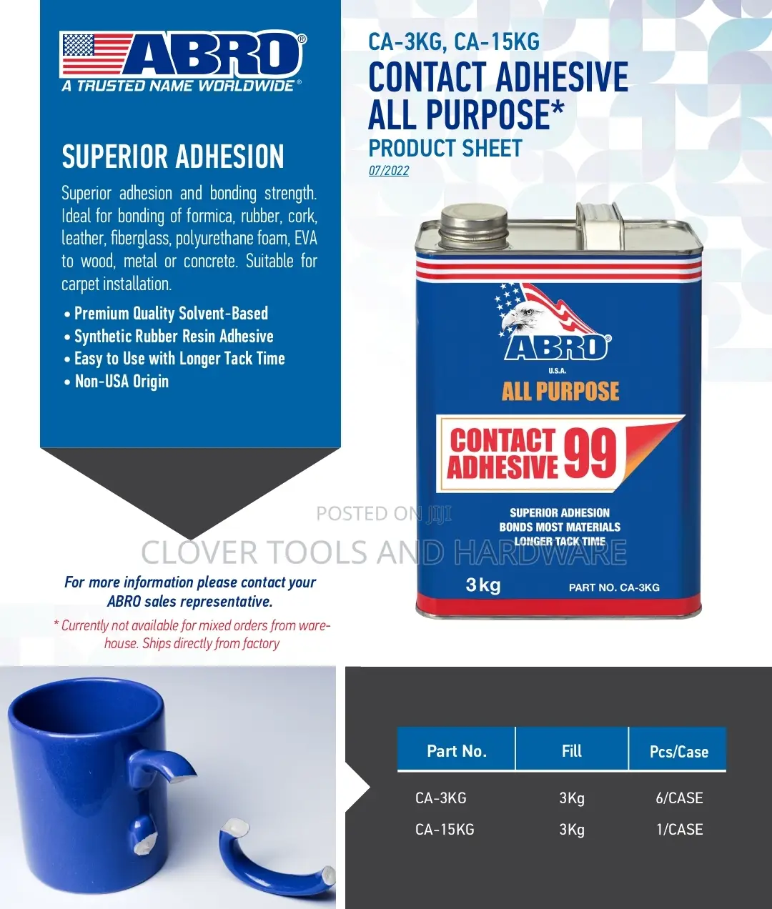 Contact Adhesive All Purpose Abro 3kg