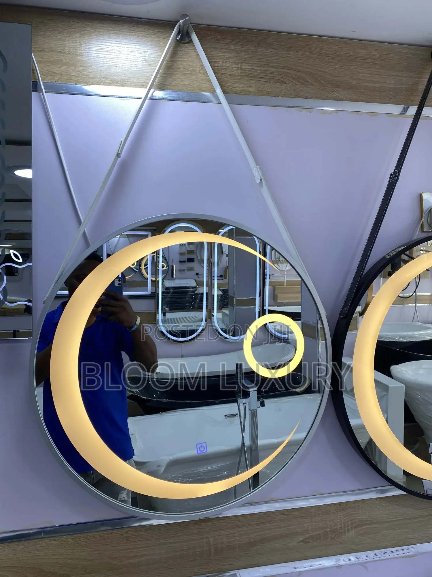 LED Belt Round Mirror 3 Color Lighting