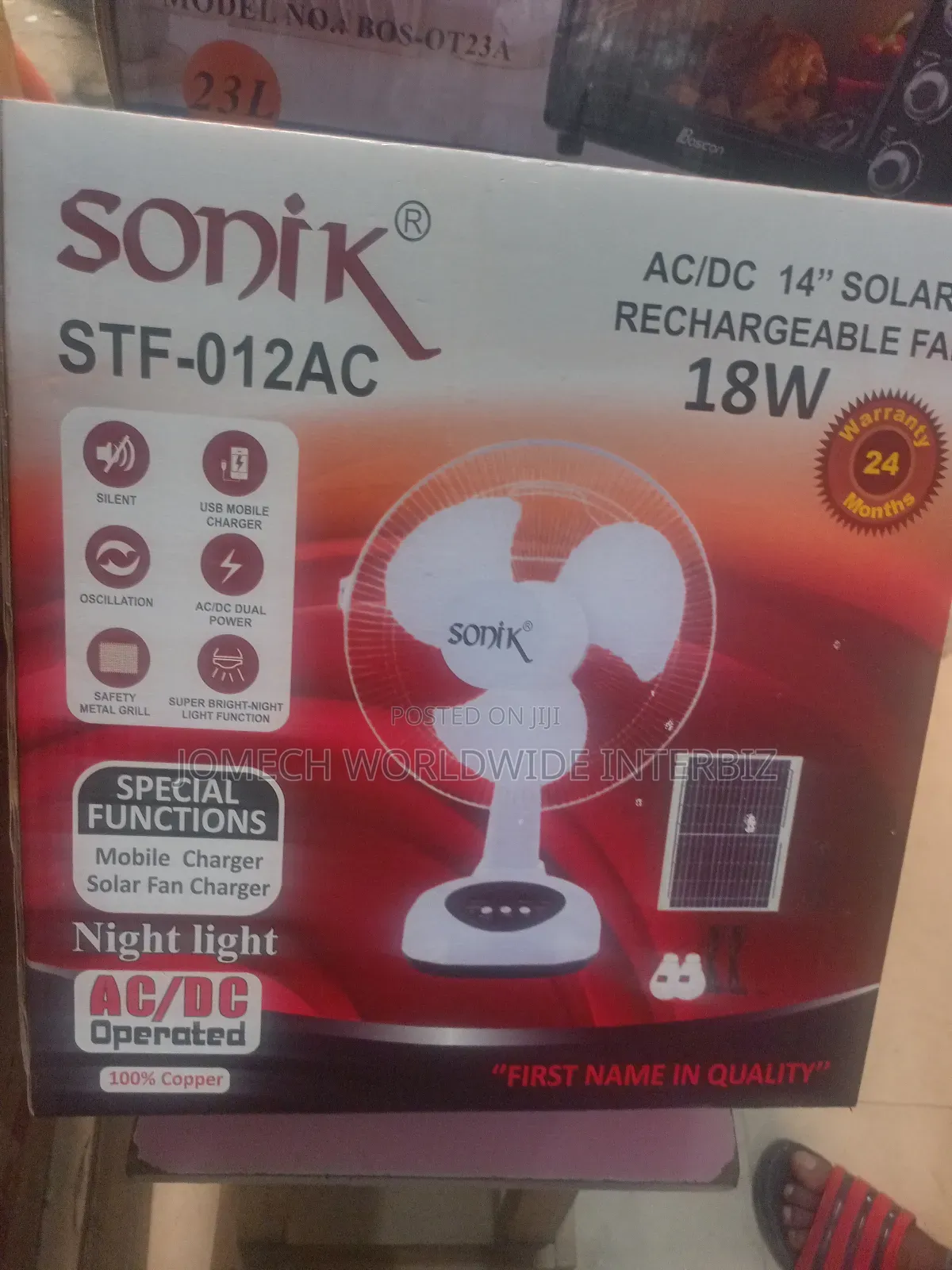 12" Sonik Table With Panel/Rechargeable Fan