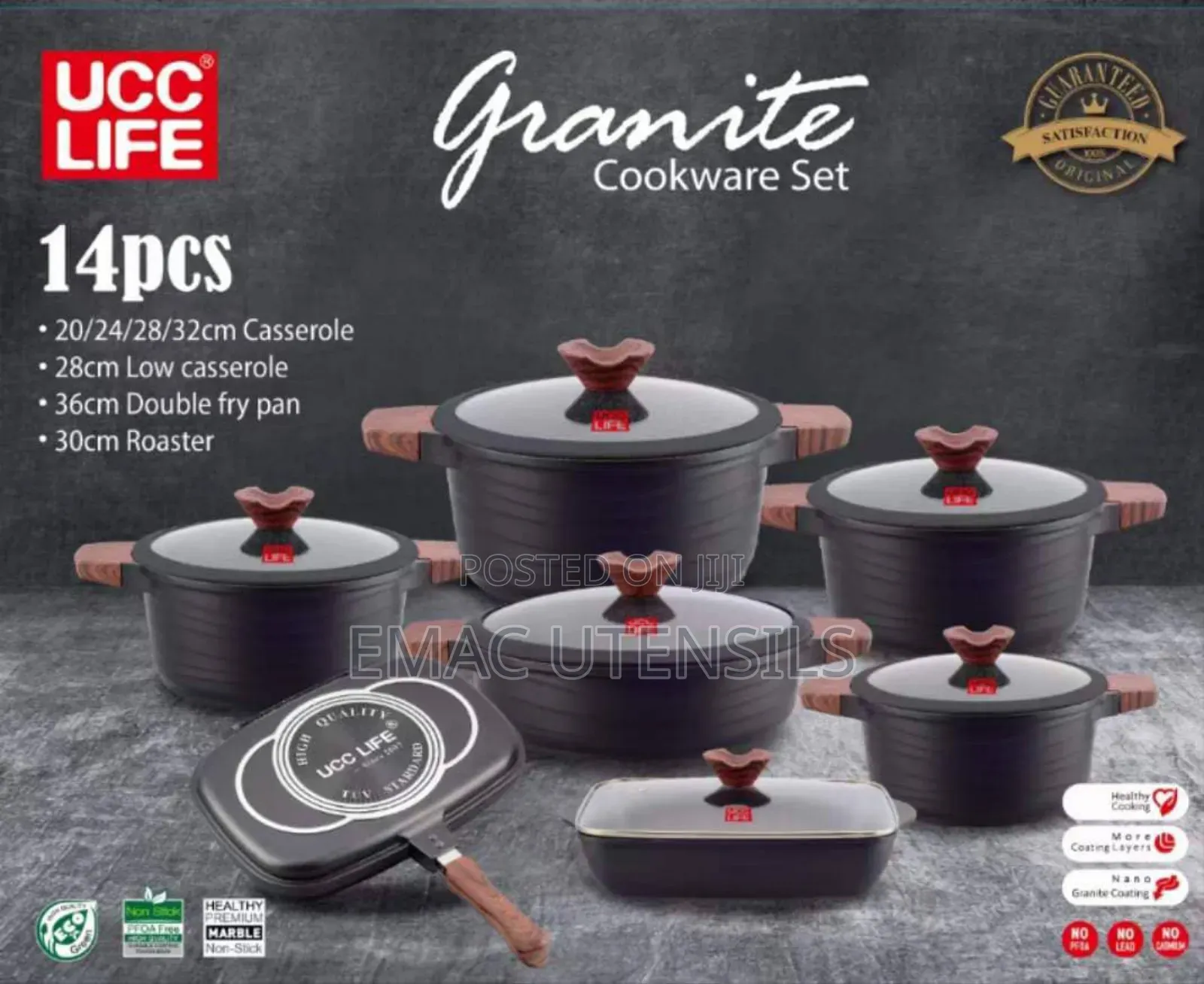 14pcs Ucc Life Granite Cookware Set