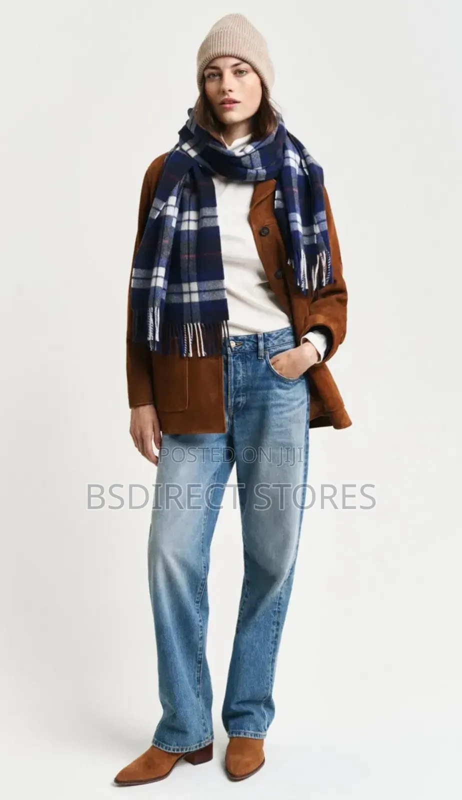 Genuine Gant Luxury Check Twill Scarf Evening Blue
