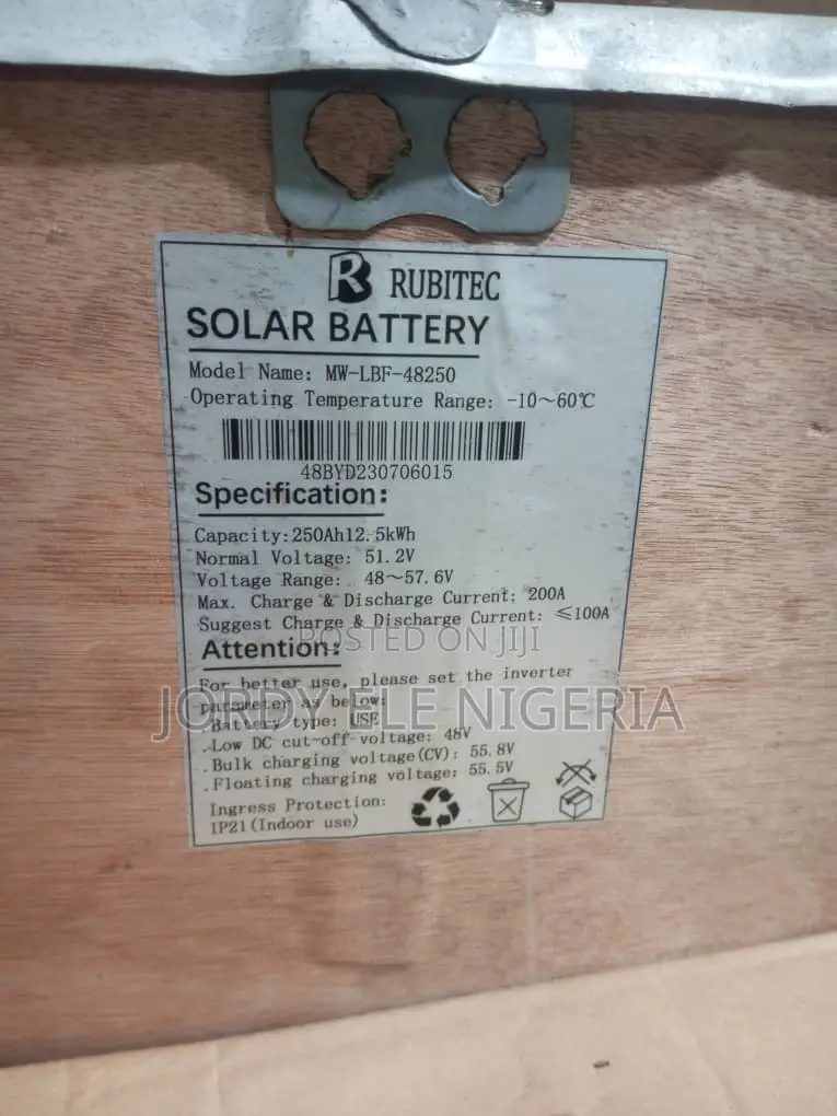 12.5kwh Lithium Battery 51.2V 250ah (3 Years Warranty)