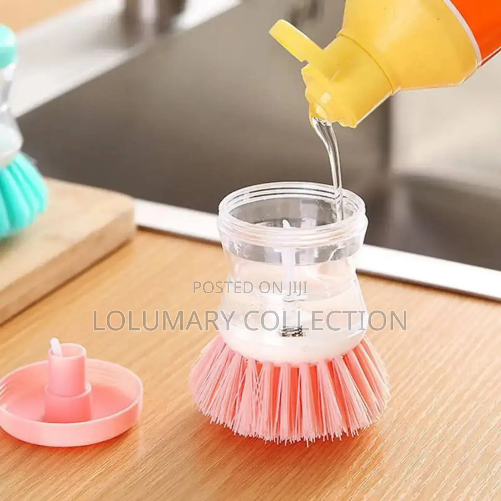 Kitchen Pot Dish Brush Liquid Soap Dispenser With Brush