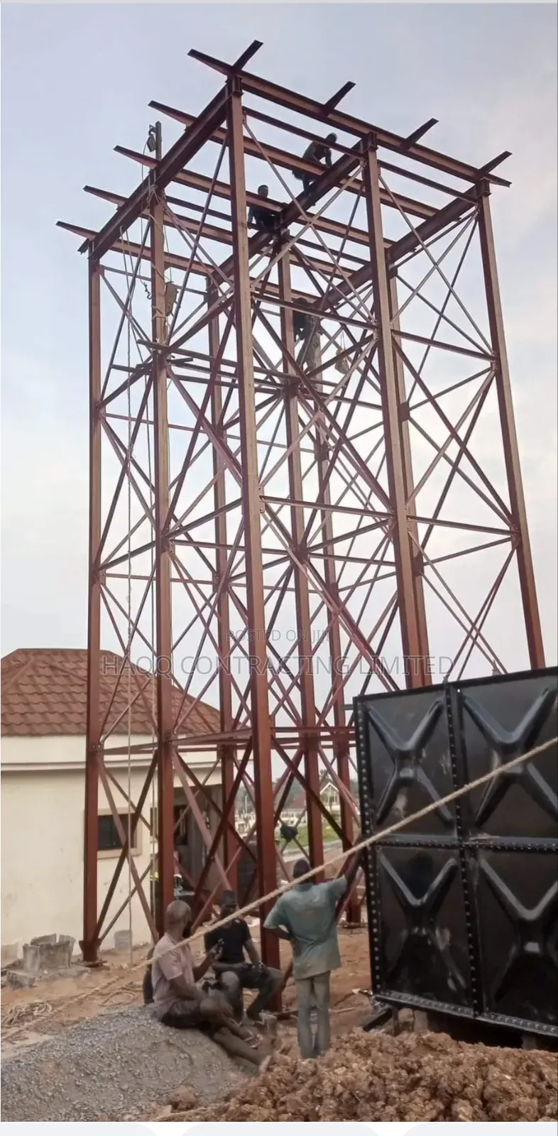Pressed Steel Water Tank With Foundation, Stanchion Solution