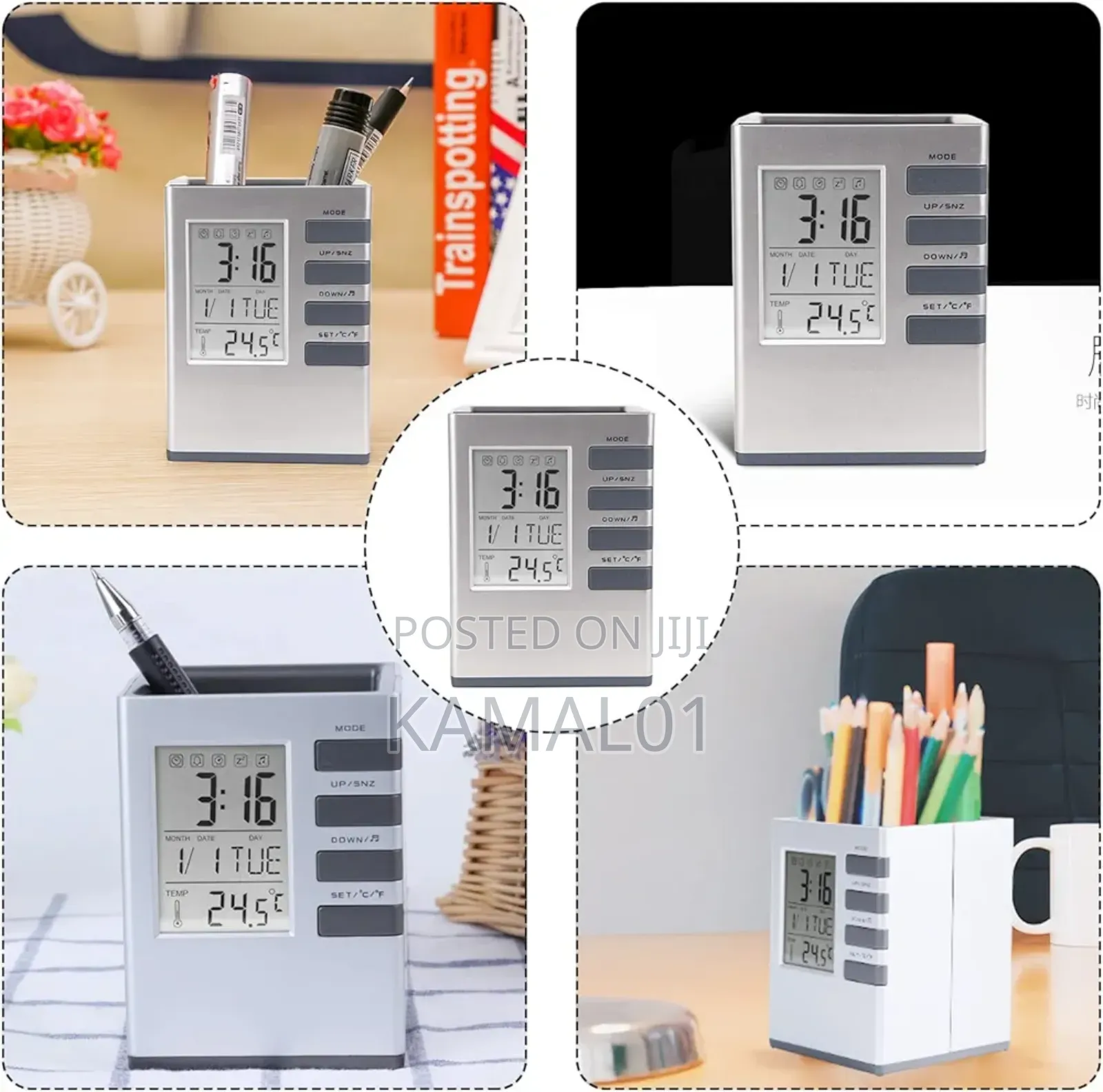Clock Pen Holder Multifunctional Electronic Pen Holder