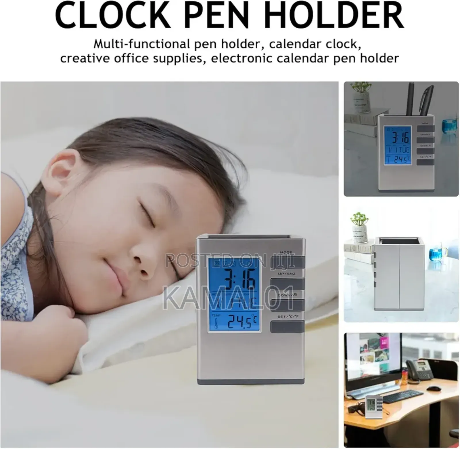 Clock Pen Holder Multifunctional Electronic Pen Holder