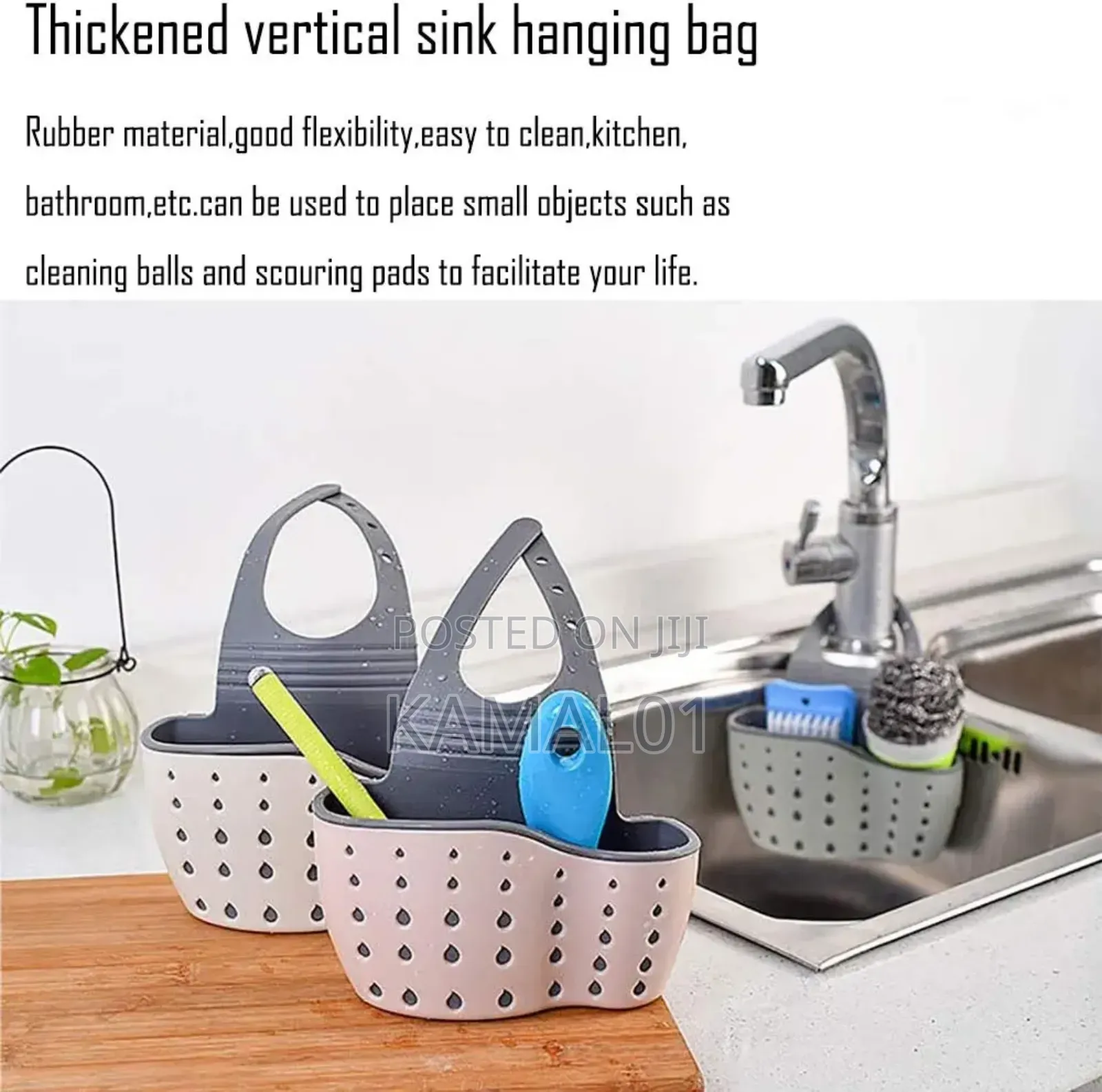 Sink Faucet Caddy Sponge Holder With Adjustable Strap