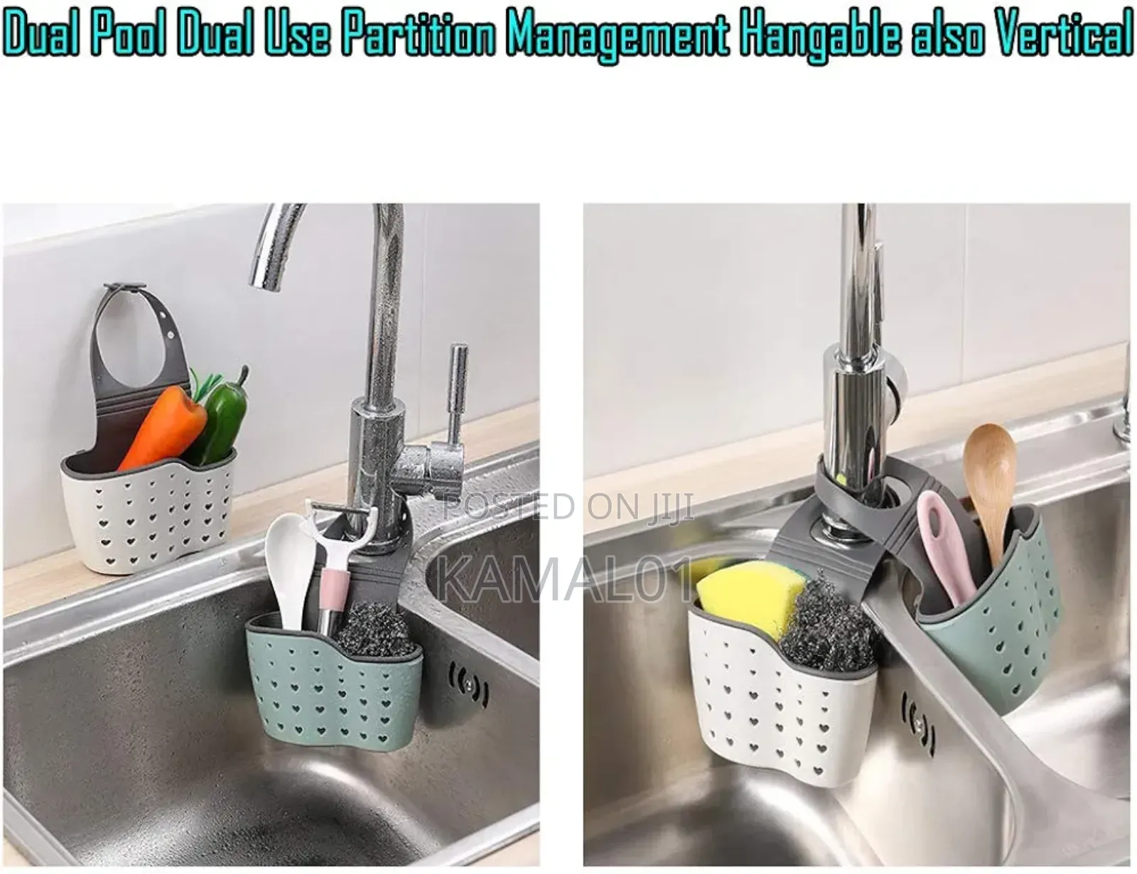 Sink Faucet Caddy Sponge Holder With Adjustable Strap