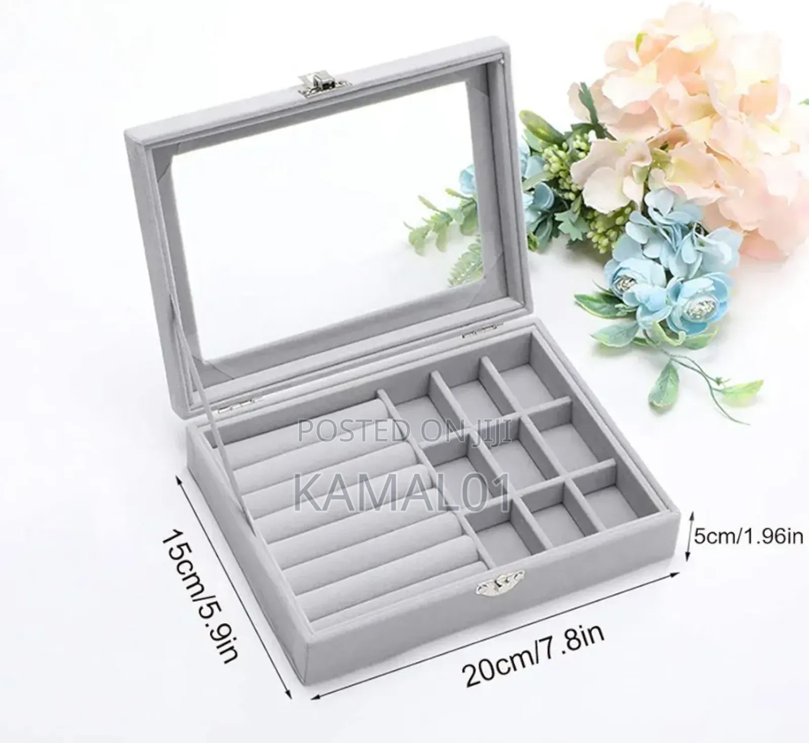 Jewelry Velvet Drawer Transparent Glass Ring Organiser