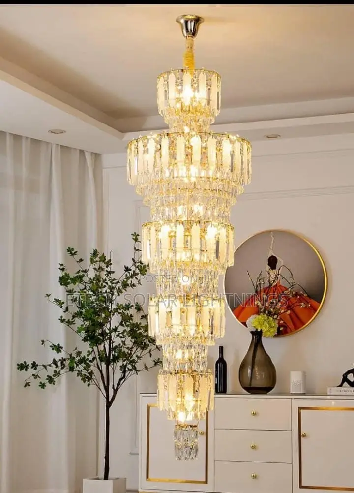 Modern Duplex Living Room Staircase Crystal Chandelier Light
